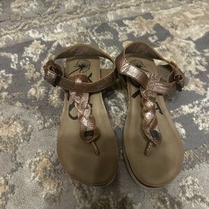OTBT Brown/Rose Gold Braided Wedge Sandals Size 6